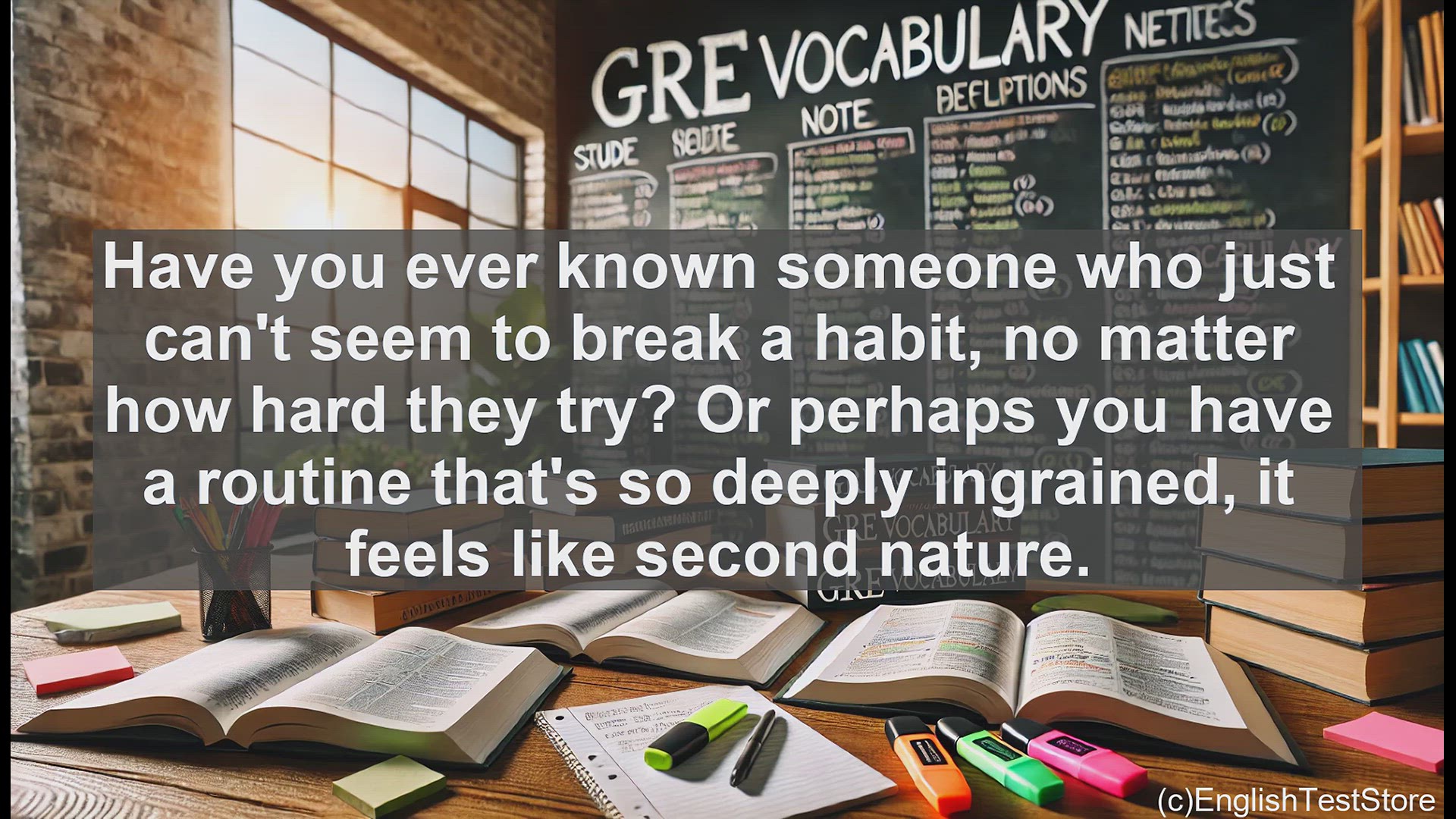 'Video thumbnail for GRE Vocabulary Lesson: Inveterate Habits - Breaking Free from Deep-Rooted Behaviors'