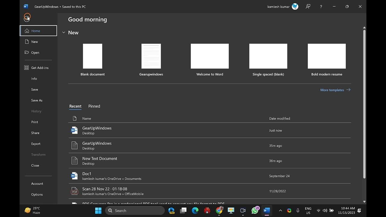 'Video thumbnail for How to Clear Recent Documents History in MS Office Word | GearUpWindows'
