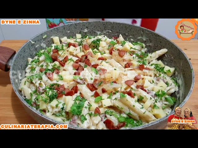 'Video thumbnail for Macarrão ao Molho Cremoso de Linguiça - Culinária Terapia por Dyne e Zinha'