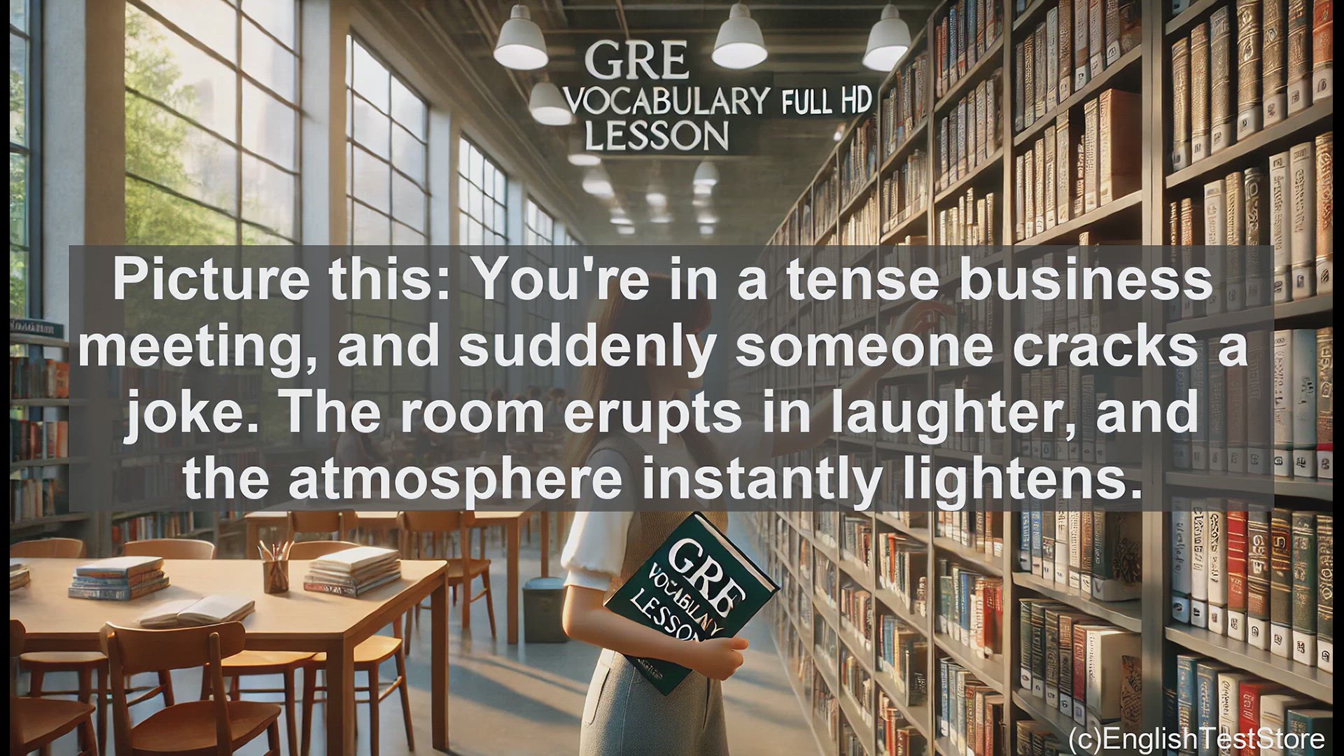 'Video thumbnail for GRE Vocabulary Lesson: The Power of Levity - Lightening the Mood in Business Meetings'