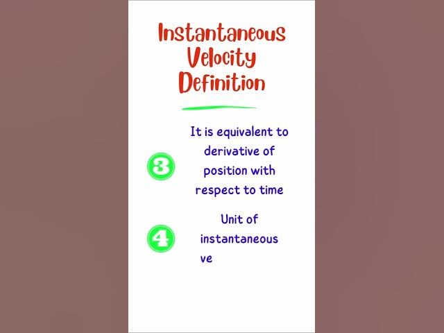 Video thumbnail for Instantaneous Velocity Definition and Formula #shorts