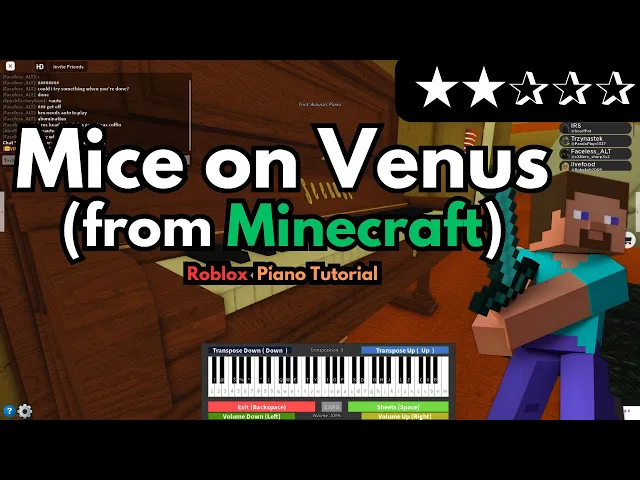 'Video thumbnail for C418 - Mice on Venus (from Minecraft) | EASY Roblox/Virtual Piano Tutorial'