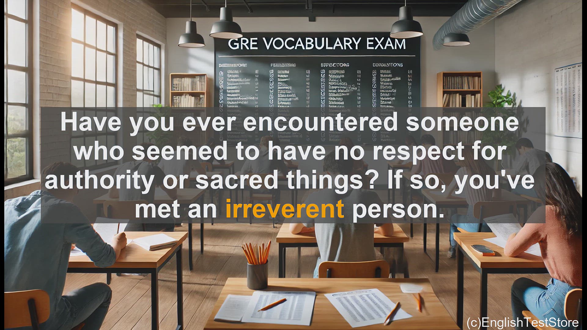 'Video thumbnail for GRE Vocabulary Lesson: Exploring the Meaning of Irreverent'