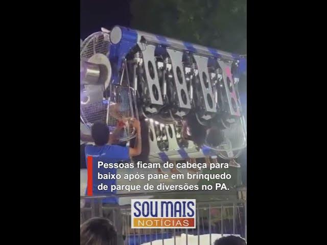 'Video thumbnail for Visitantes ficam de cabeça para baixo após pane em brinquedo de parque de diversões no PA'