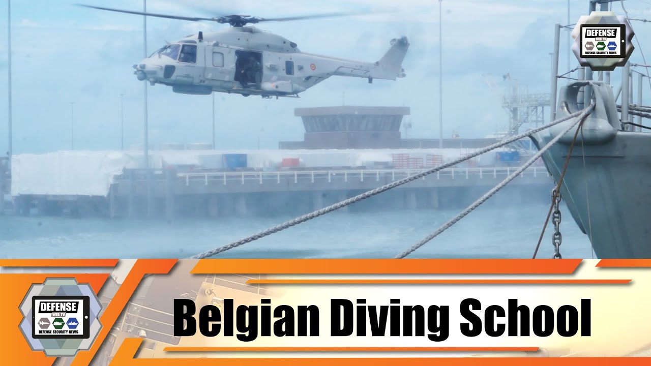 'Video thumbnail for Belgian Minister of Defense visits the diving school in Zeebrugge naval base Belgian Navy Belgium'