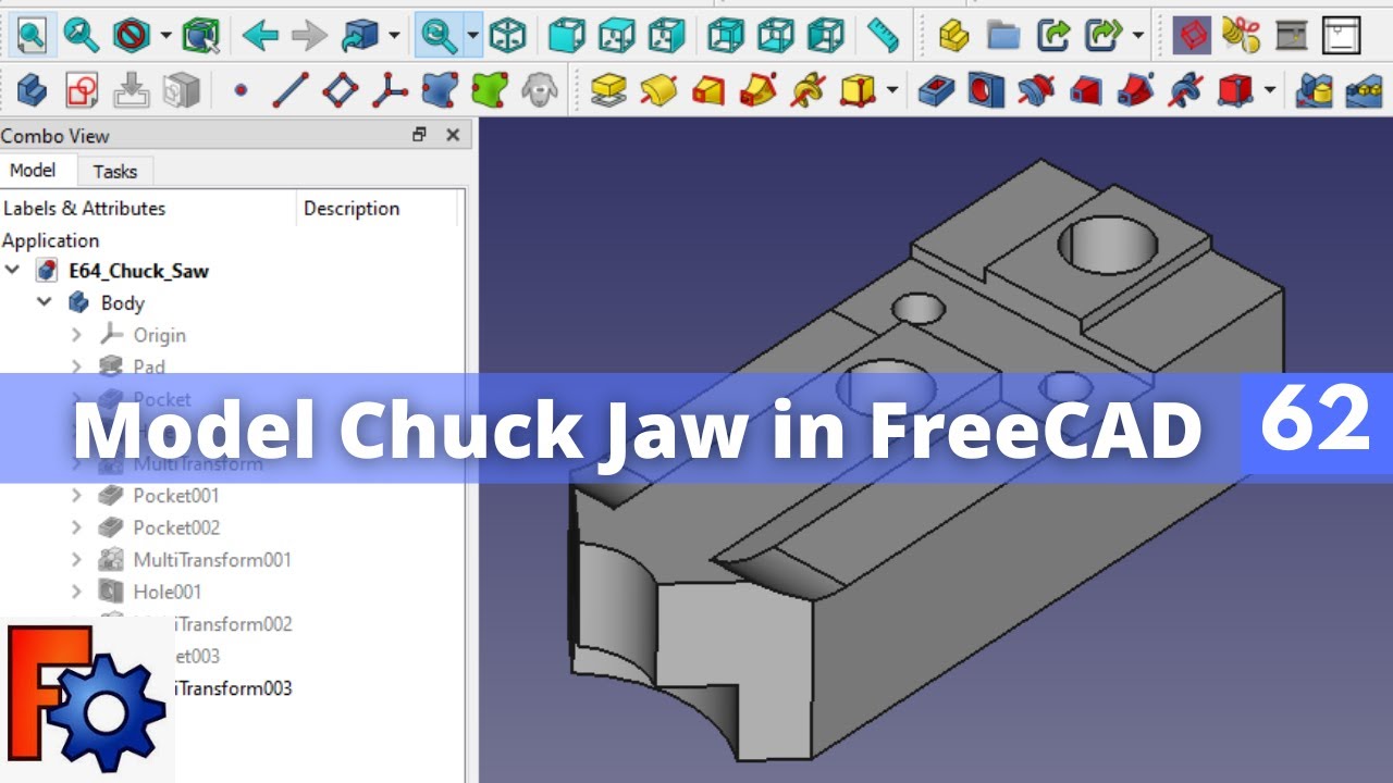 'Video thumbnail for Model Chuck Jaw in FreeCAD 62 | FreeCAD Part Design | Mechnexus |'