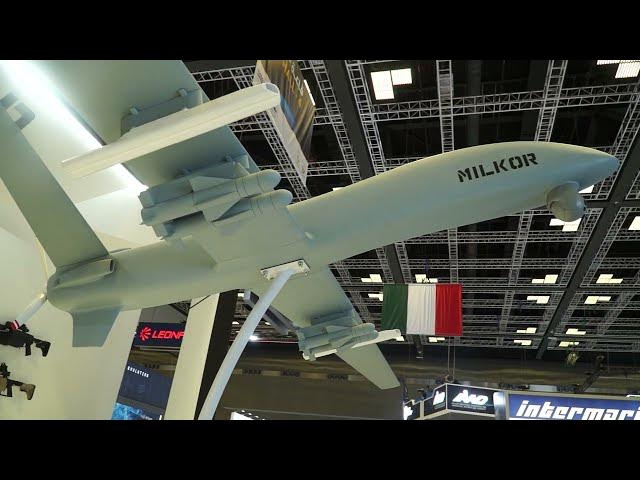 'Video thumbnail for AT DIMDEX 2024 in QATAR the MILKOR 380   Latest Generation Armed Drone from South Africa's Industry'