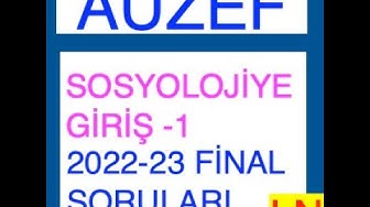 'Video thumbnail for Sosyolojiye Giriş-1 2022-2023 Final Soruları'