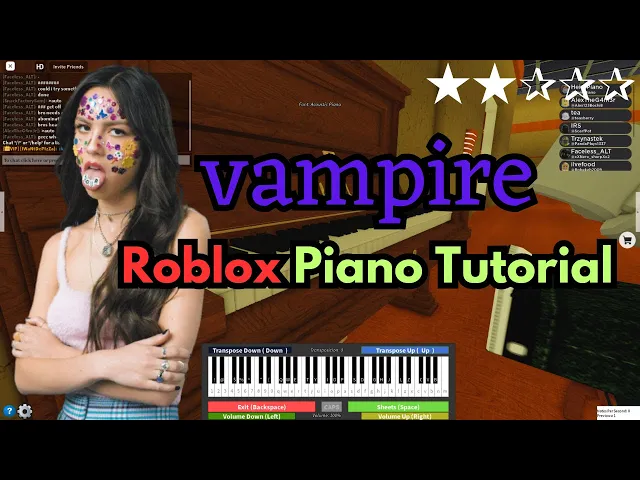 'Video thumbnail for Olivia Rodrigo - Vampire (EASY Roblox Piano Tutorial)'