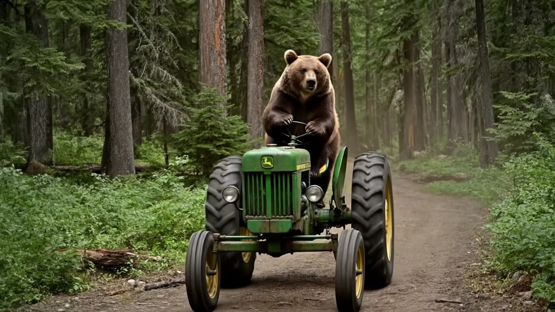 Video thumbnail for Bear drives Tractor in Alaska