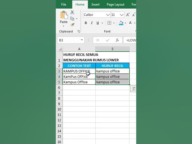 Video thumbnail for CARA MENGUBAH HURUF JADI HURUF KECIL DI EXCEL