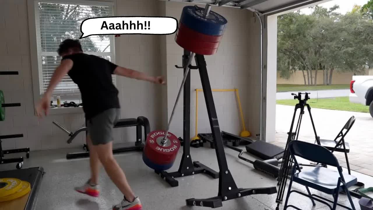 Video thumbnail for isaiah rivera: almost crushed! intense 500lb weightlifting challenge