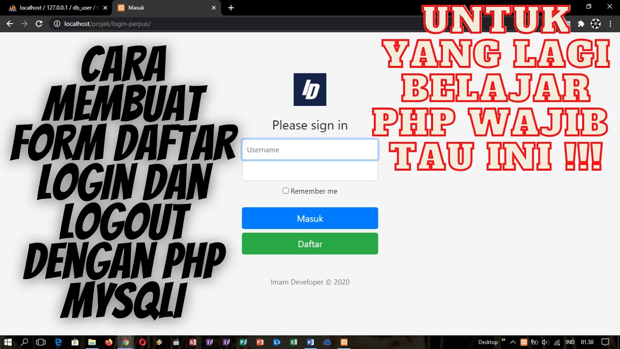 Video thumbnail for Cara Mudah Membuat Form Daftar Login Dan Logout Dengan PHP Mysqli