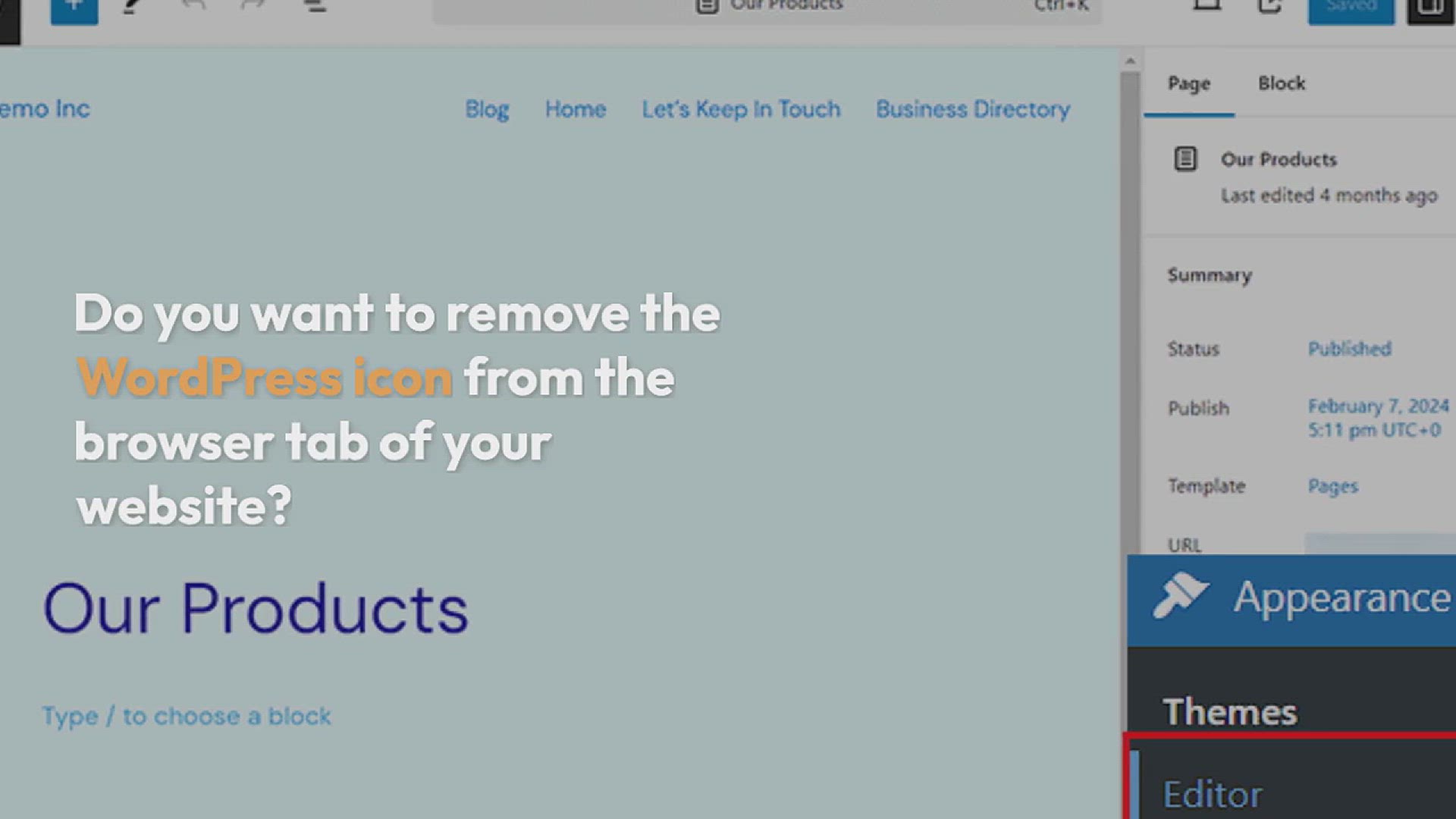 'Video thumbnail for How to Easily Remove WordPress Icon from Browser Tab'