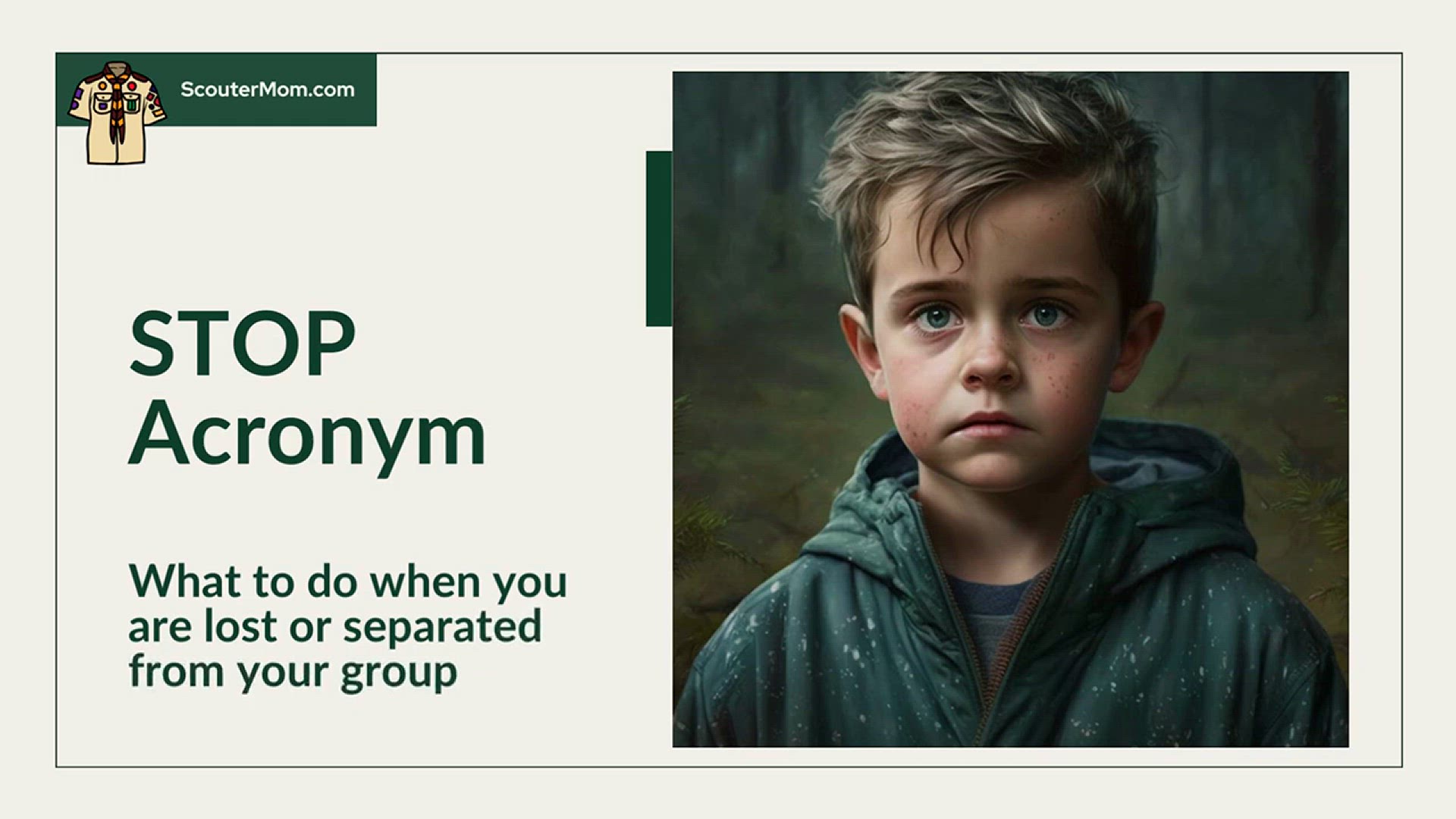 'Video thumbnail for STOP Acronym: What to do when you are lost or separated from your group'