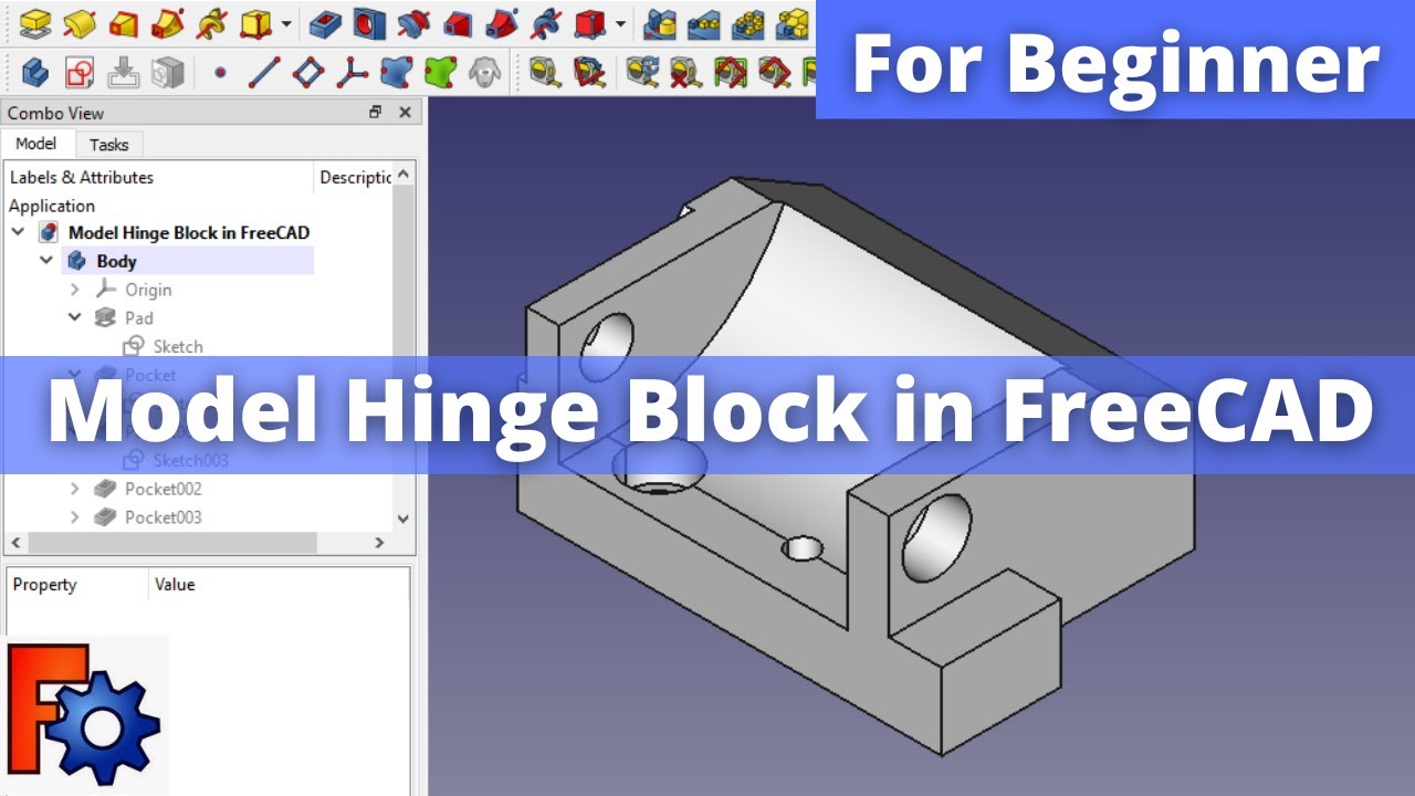 'Video thumbnail for Model Hinge Block in FreeCAD | FreeCAD Tutorial | FreeCAD Part Design |'