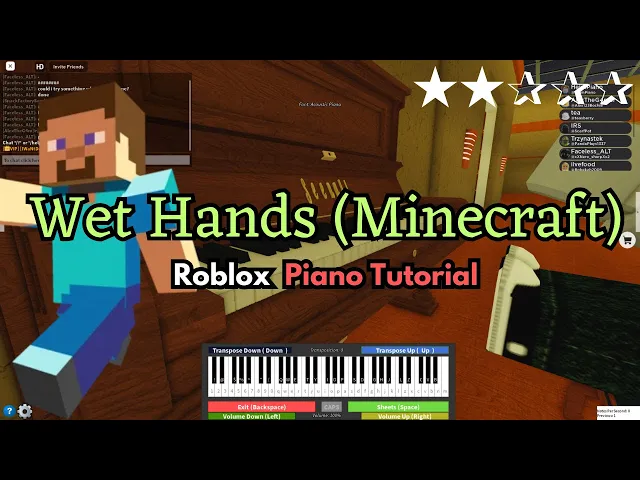 'Video thumbnail for Minecraft - Wet Hands (EASY Roblox/Virtual Piano Tutorial)'