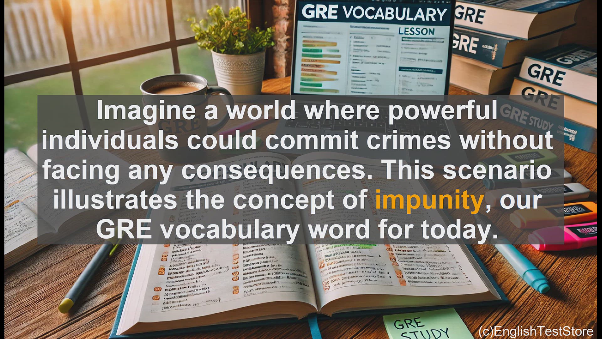'Video thumbnail for GRE Vocabulary Lesson: Impunity - Escaping Consequences'