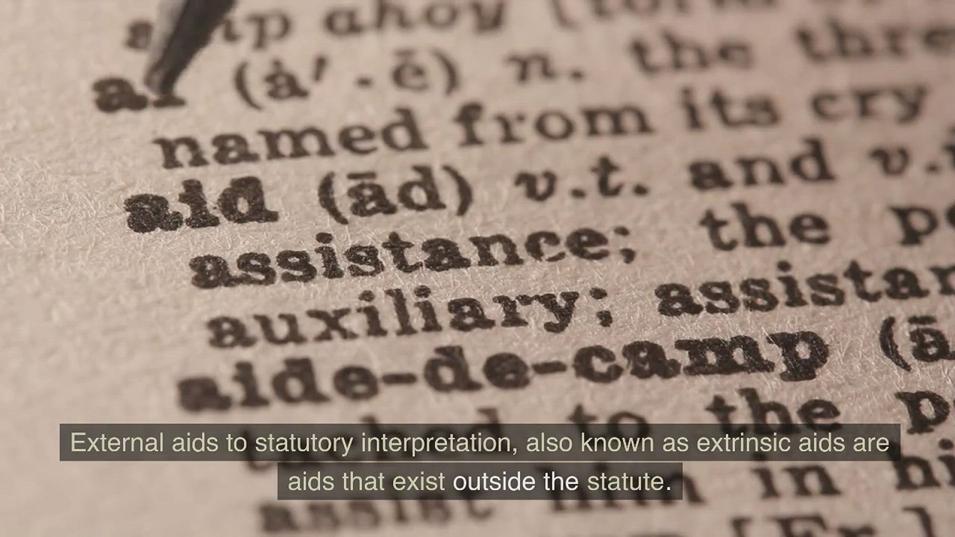 Video thumbnail for Statutory interpretation - External aids - www.e-lawresources.co.uk