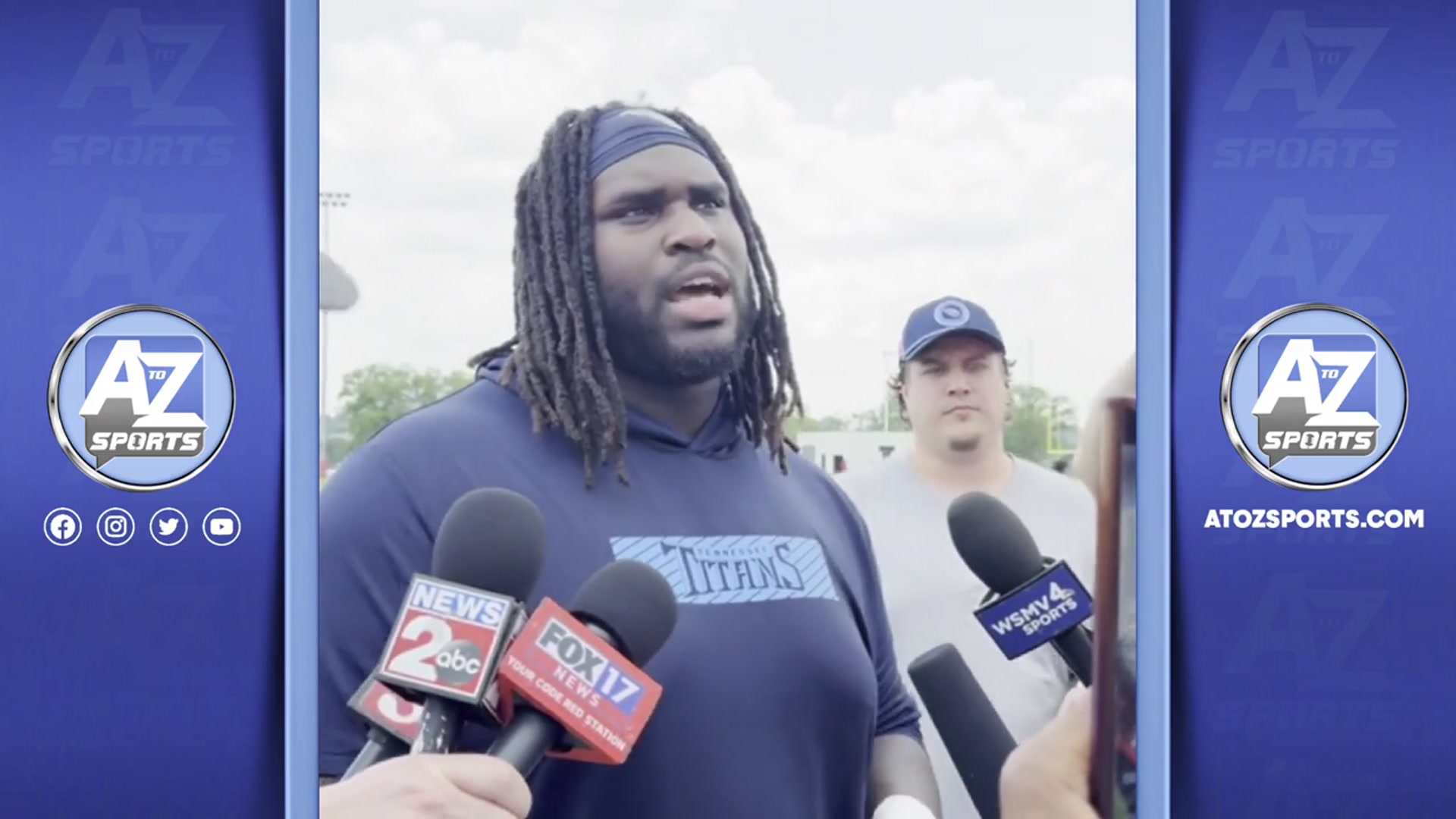 'Video thumbnail for Catching up with Titans DT T'Vondre Sweat at OTAs today'