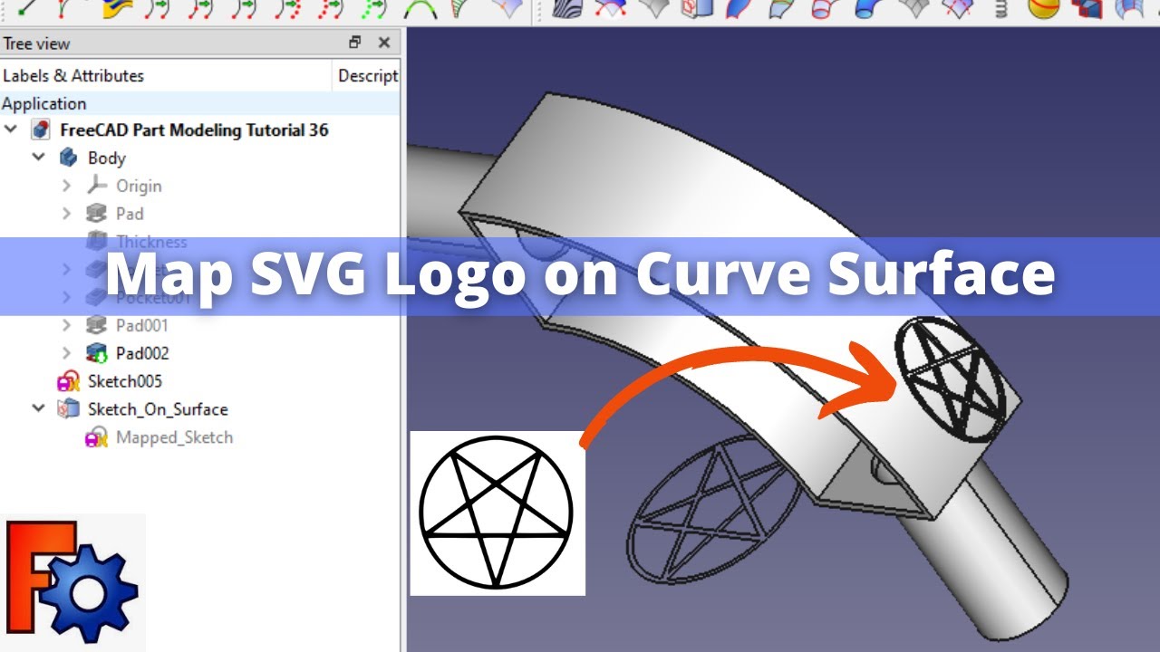 'Video thumbnail for Map SVG Logo on Curve Surface in FreeCAD | FreeCAD Tutorial | FreeCAD Part Design | Mechnexus |'