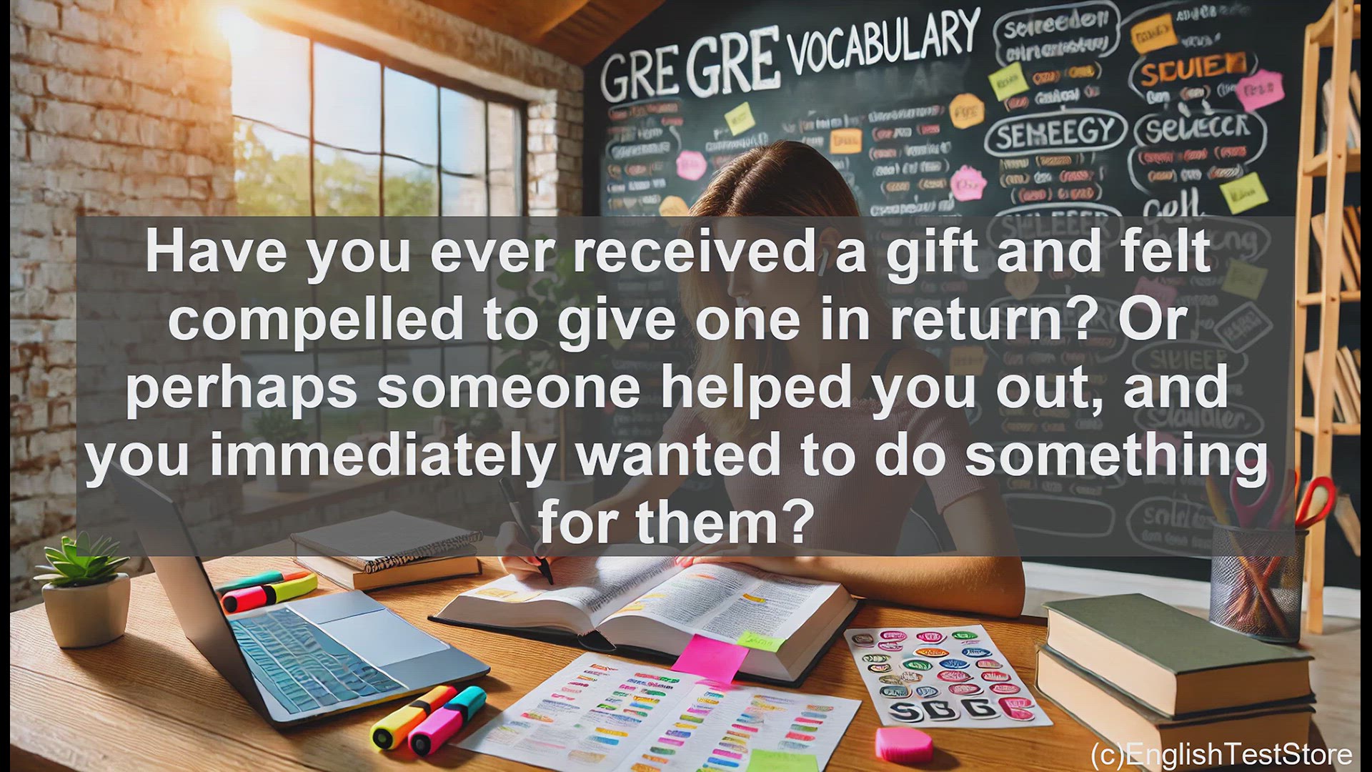 'Video thumbnail for GRE Vocabulary Lesson: The Art of Reciprocation - Exploring the Meaning and Usage of 'Reciprocate''