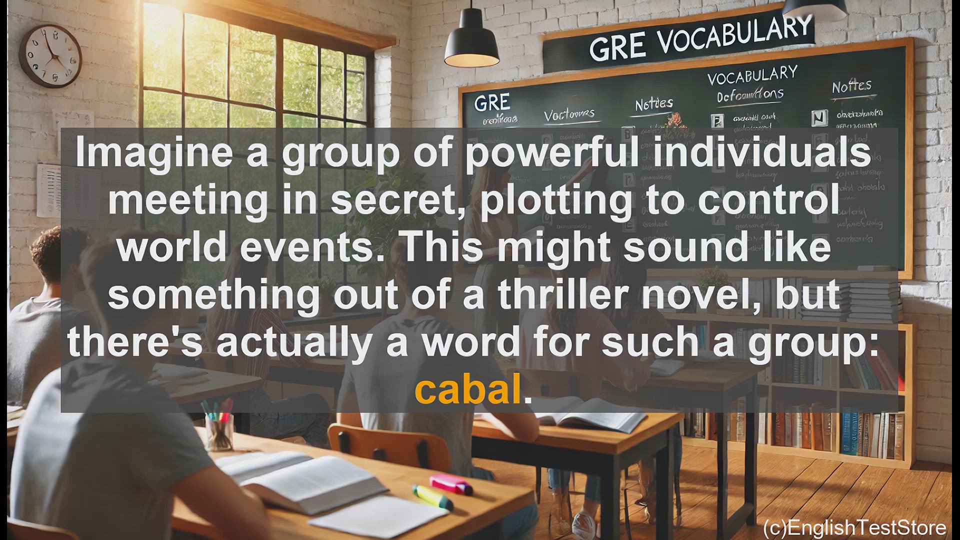 'Video thumbnail for GRE Vocabulary Lesson: Unraveling the Secrets of Cabals - Exploring the Intriguing Term'