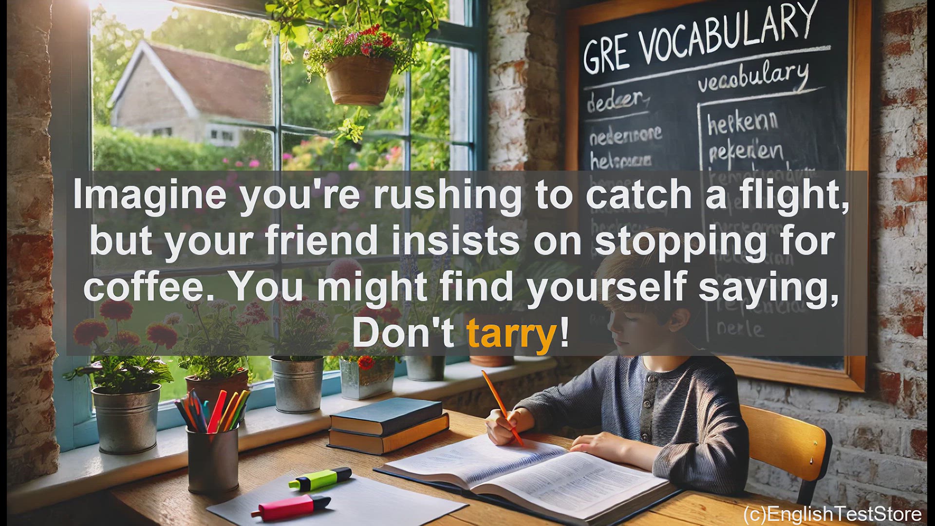 'Video thumbnail for GRE Vocabulary Lesson: Don't Tarry! Exploring the Useful Word 'Tarry''