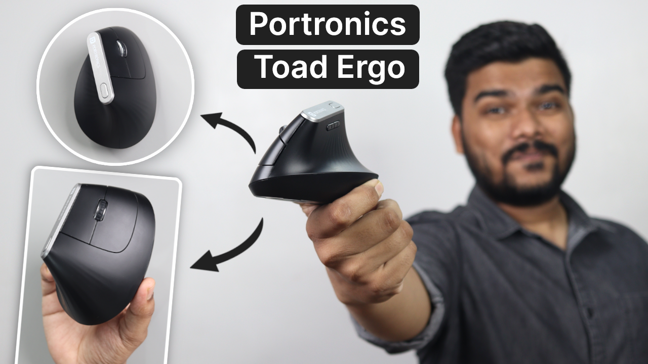 'Video thumbnail for Vertical Ergonomic Wireless Mouse | Portronics Toad Ergo Review'