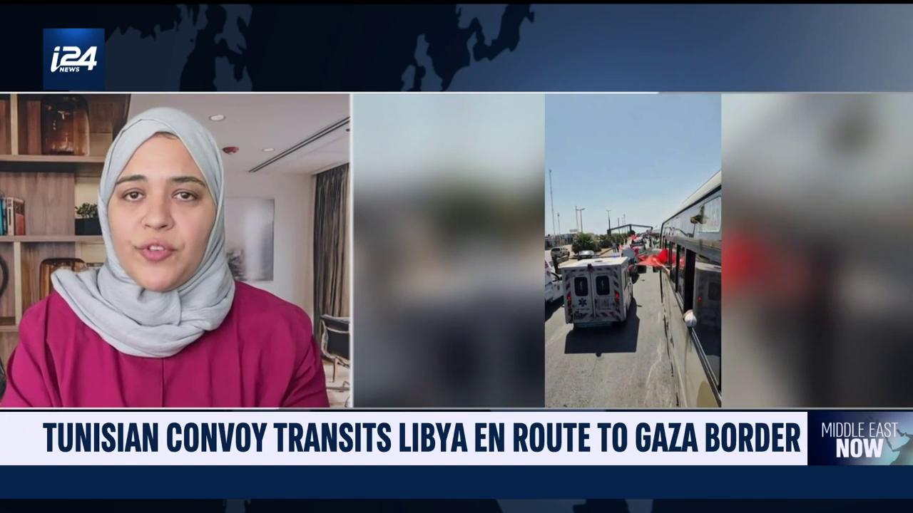 'Video thumbnail for Tunisian convoy Transits Libya en route to Gaza border'