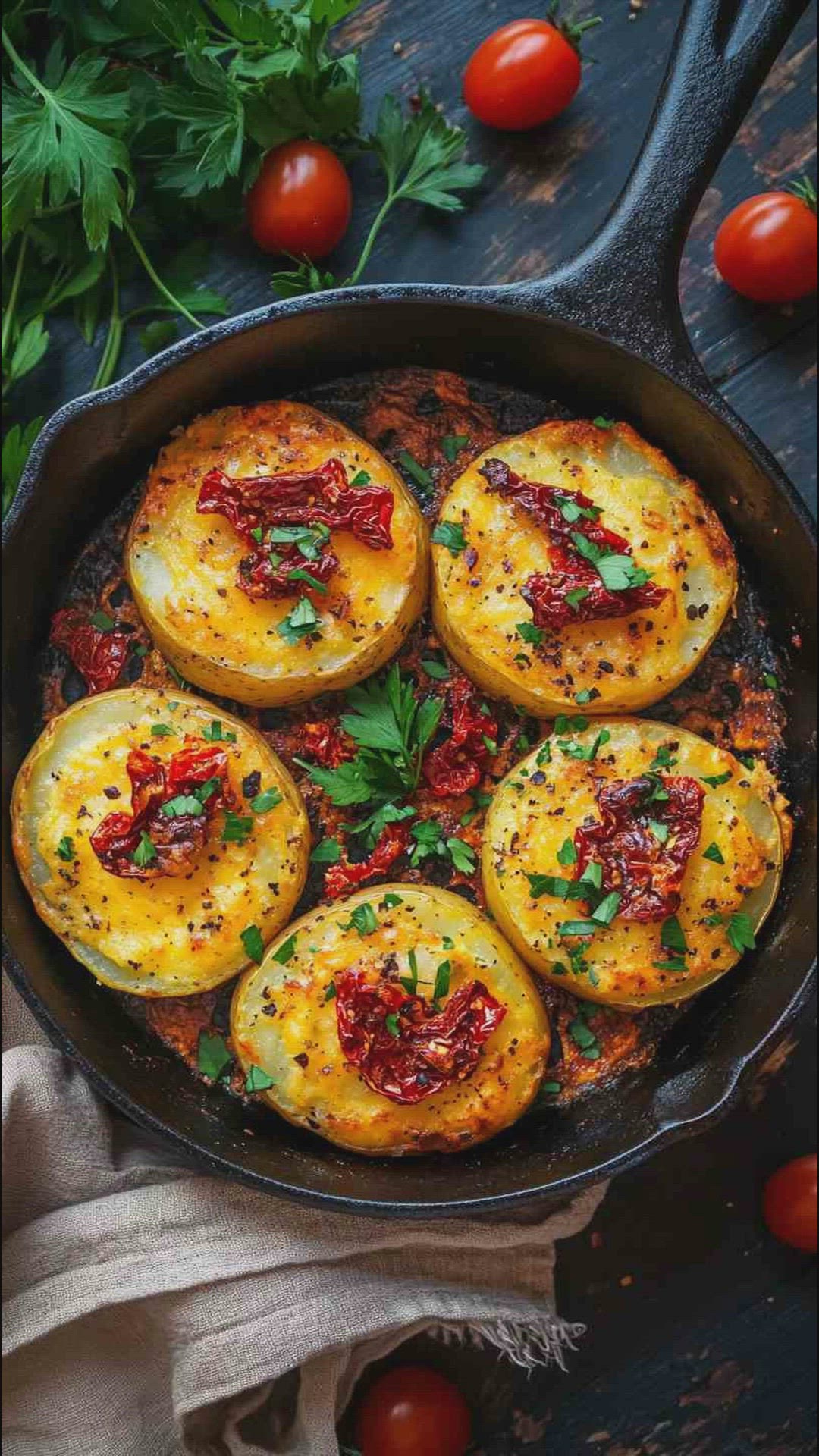 'Video thumbnail for Air Fryer Mediterranean-Style Baked Potatoes Recipe'