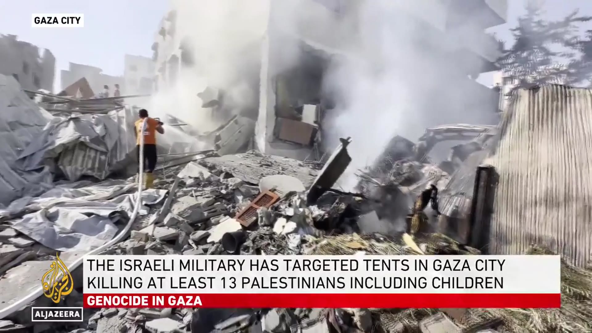 'Video thumbnail for Gaza city under attack: Consecutive strikes kill at least 20 Palestinians'