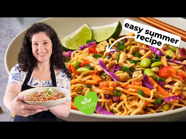 Video thumbnail for Thai Noodle Salad with Spicy Peanut Sauce #summerrecipes #vegan #plantbased