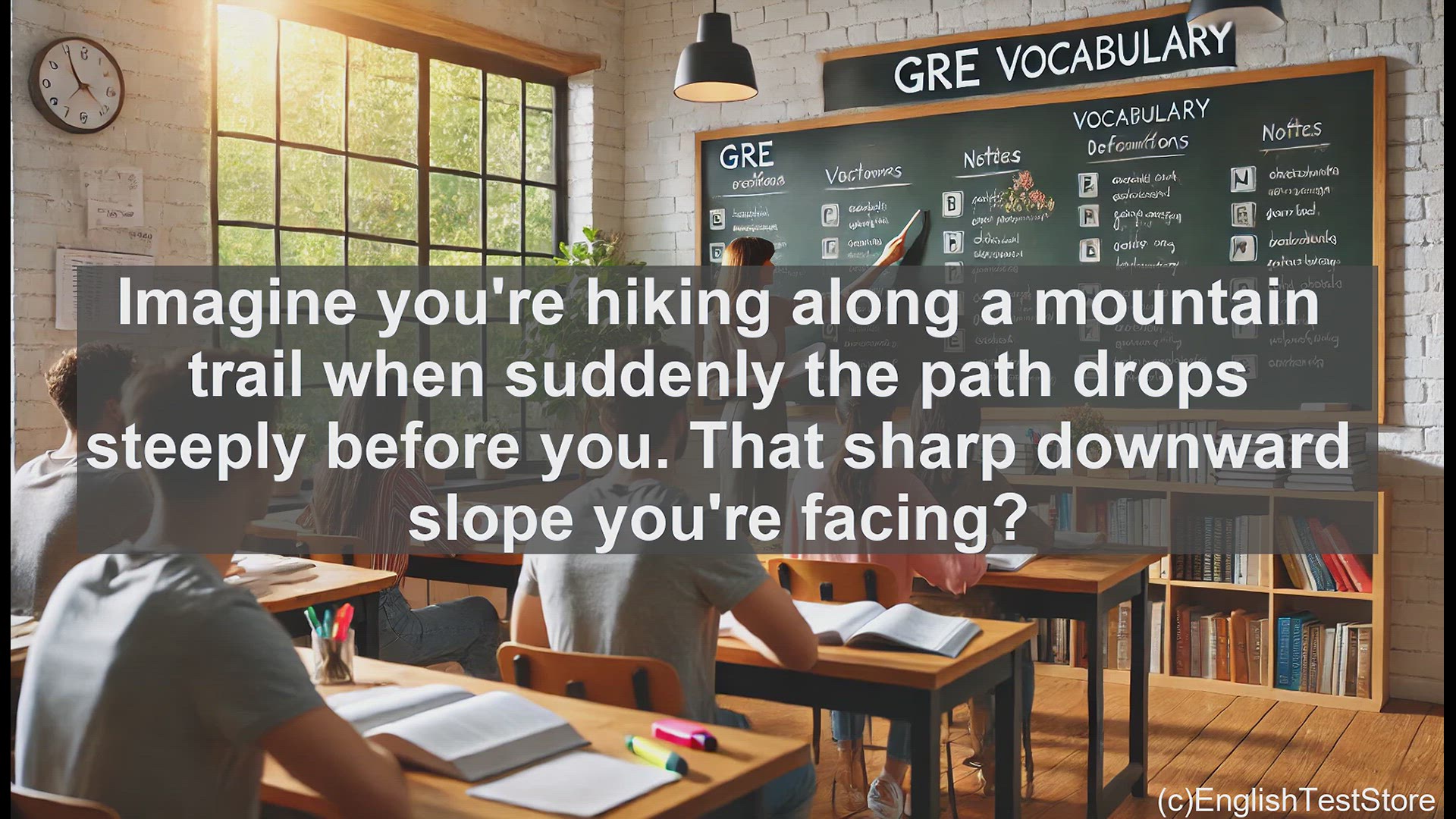 'Video thumbnail for GRE Vocabulary Lesson: Exploring the Downward Slope - Understanding Declivity'