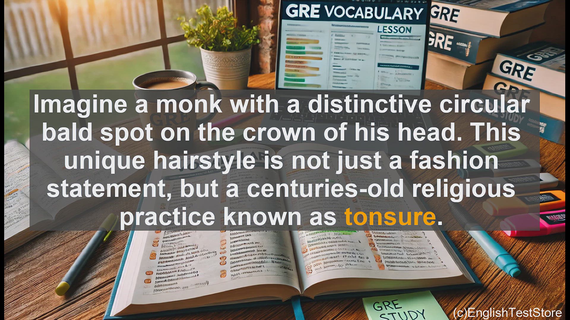 'Video thumbnail for GRE Vocabulary Lesson: The Monastic Tonsure - A Centuries-Old Religious Practice'