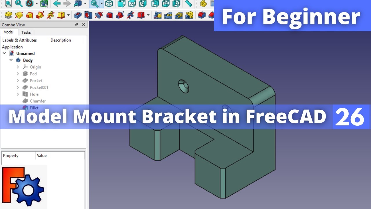 'Video thumbnail for Model Mount Bracket in FreeCAD | FreeCAD Tutorial | FreeCAD Part Design |'