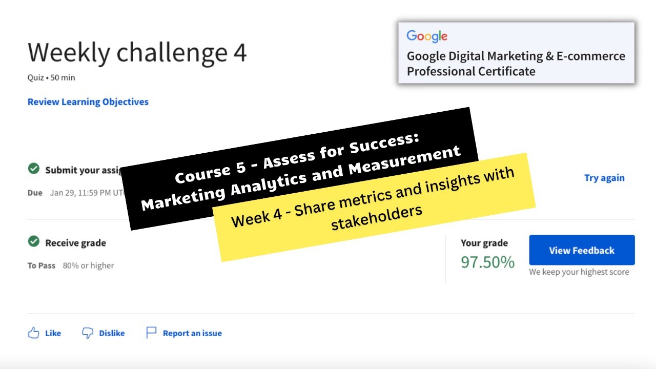 Video thumbnail for Assess for success marketing analytics and measurement weekly challenge 4 || theanswershome
