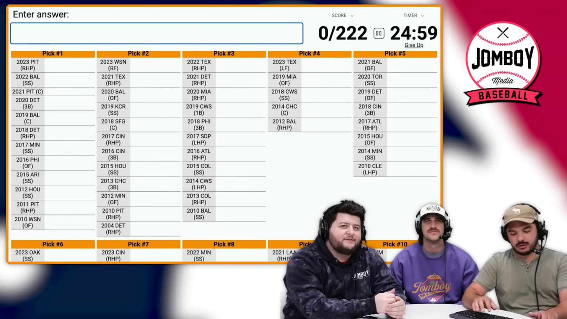 'Video thumbnail for Can we name every active First Round Draft Pick? (MLB Sporcle)'
