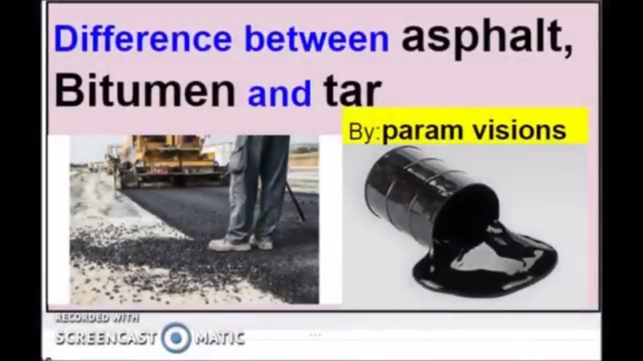 'Video thumbnail for Difference between asphalt bitumen and tar/What is asphalt bitumen and tar?'