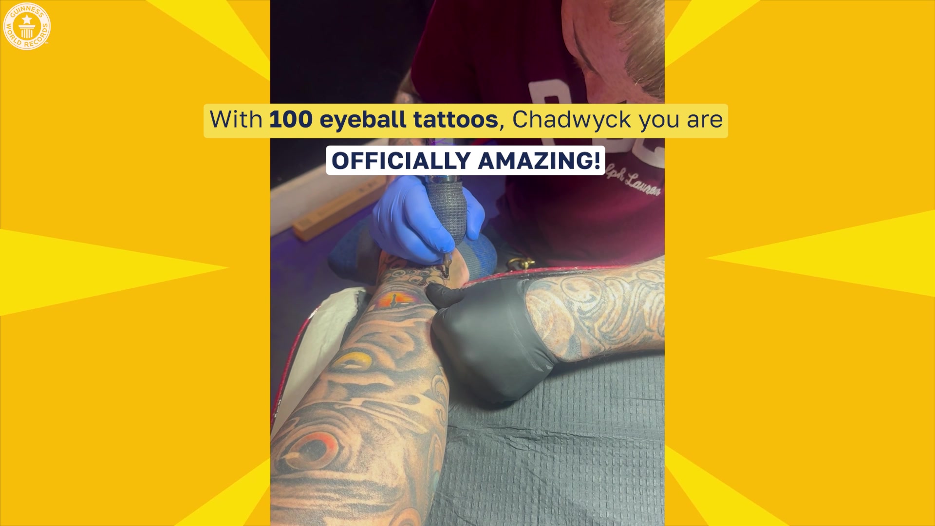 'Video thumbnail for He has 100 eyeball tattoos!'