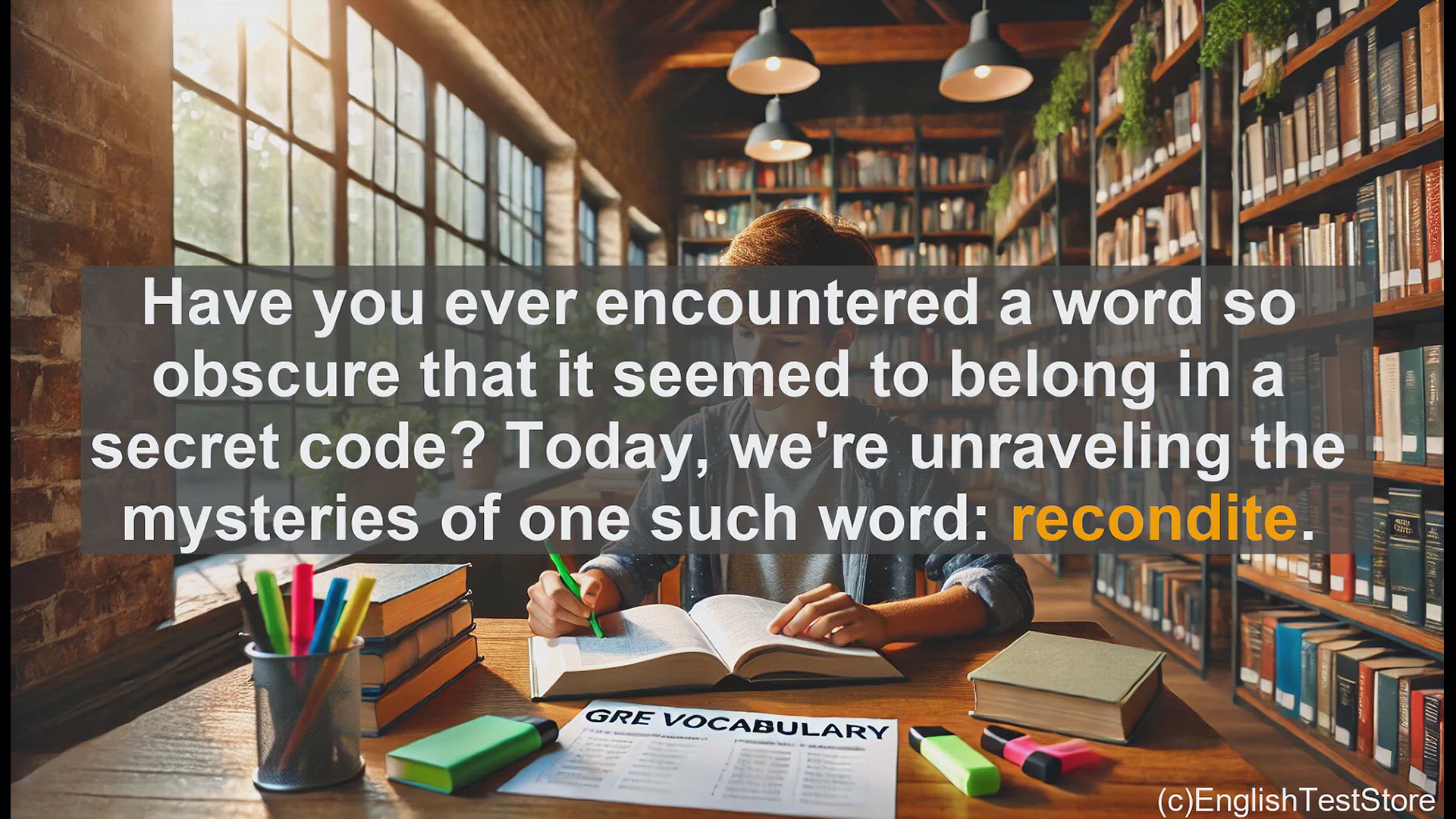 'Video thumbnail for GRE Vocabulary Lesson: Unraveling the Mystery of Recondite - Expanding Your Vocabulary'
