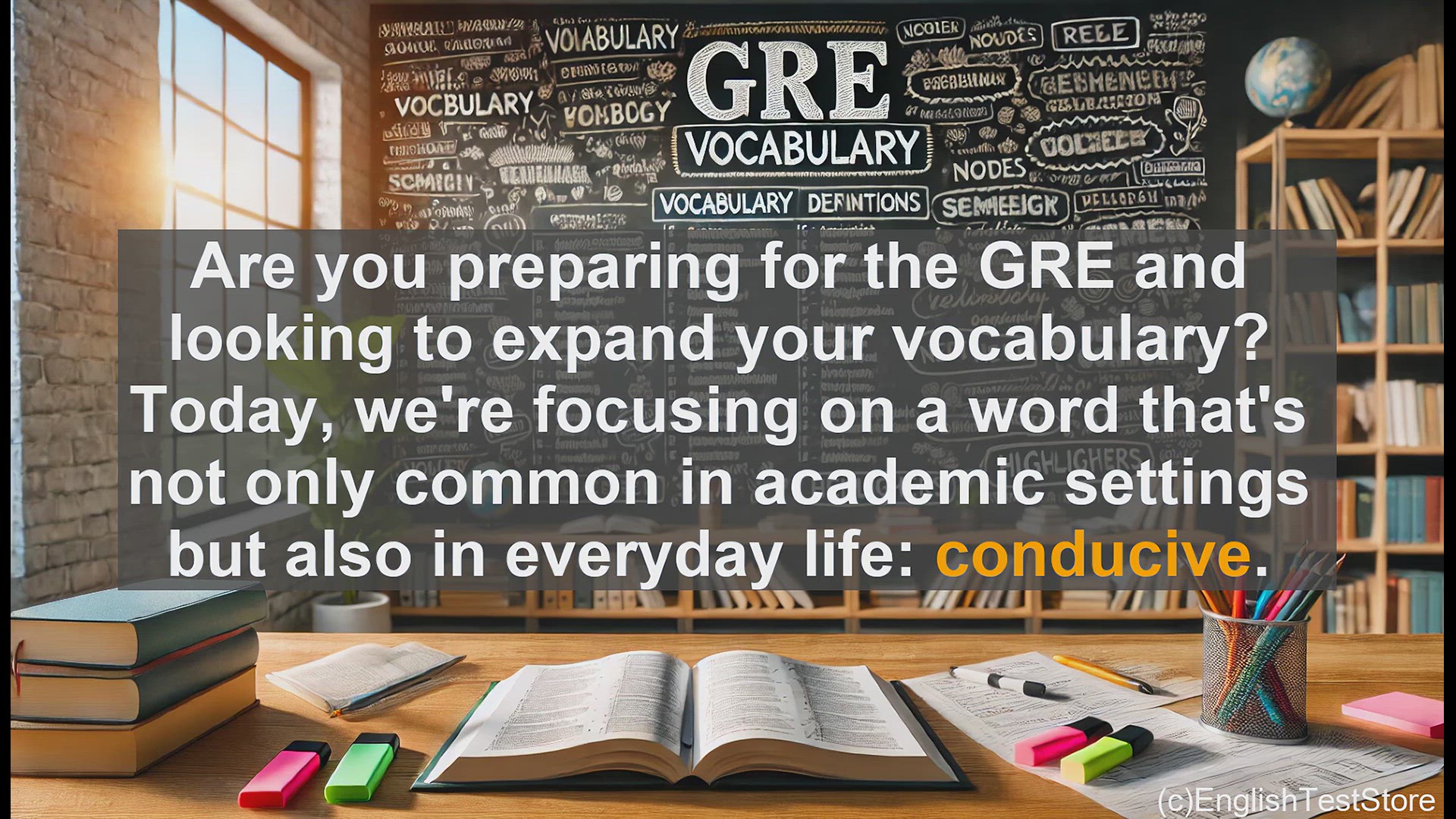 'Video thumbnail for GRE Vocabulary Lesson: Expand Your Vocabulary - Understanding the Word 'Conducive''