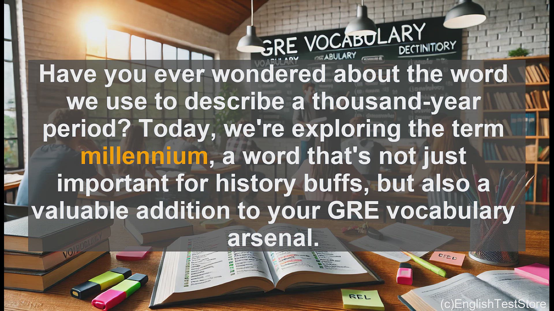 'Video thumbnail for GRE Vocabulary Lesson: Exploring the Meaning and Usage of 'Millennium''