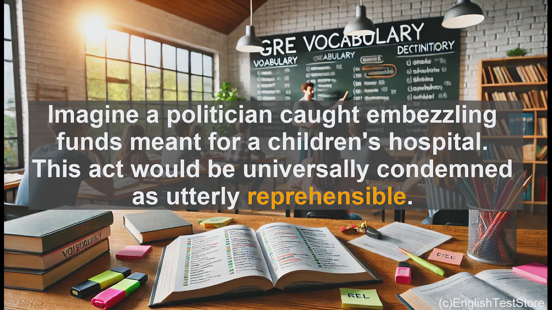 'Video thumbnail for GRE Vocabulary Lesson: Exploring the Meaning of Reprehensible'