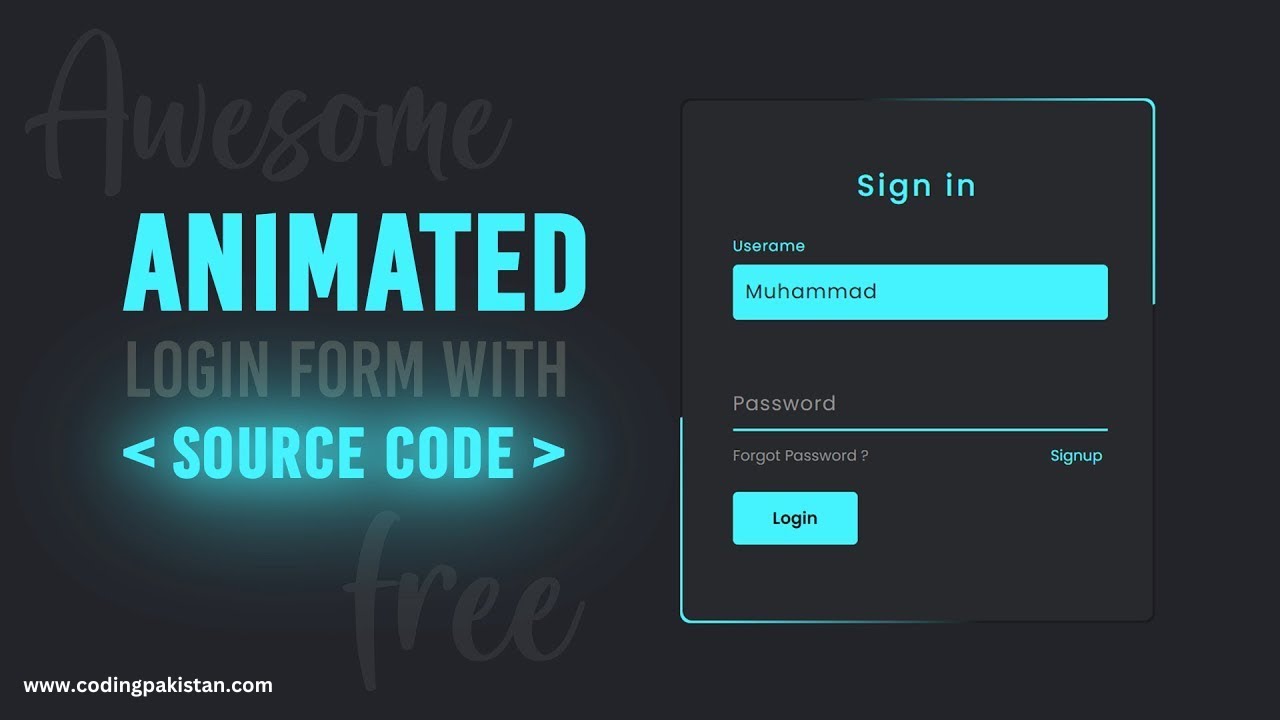 'Video thumbnail for How to Create Animated login Form Using HTML and CSS only (source code)'