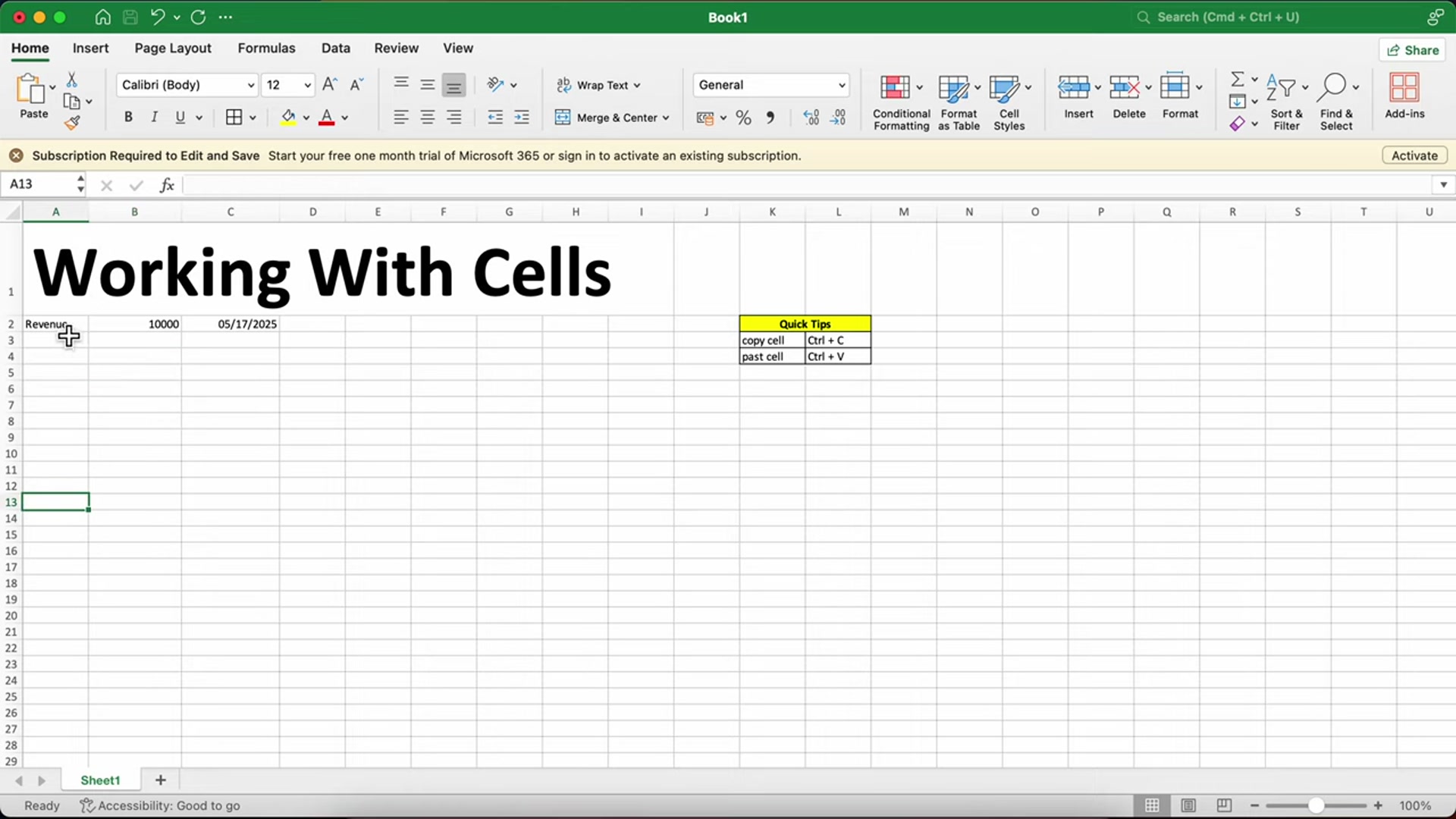 'Video thumbnail for Excel 365: Tìm hiểu Cell (Ô tính) trong Excel'