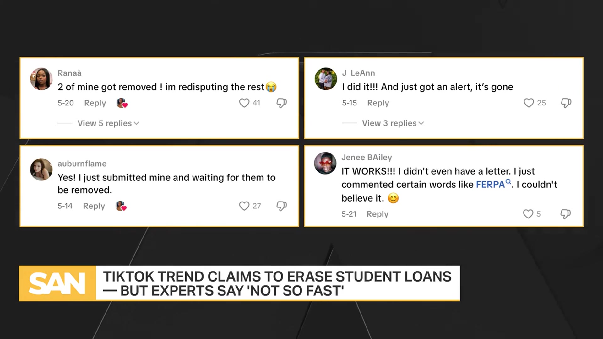 'Video thumbnail for TikTok trend claims to erase student loans — experts say you still owe'
