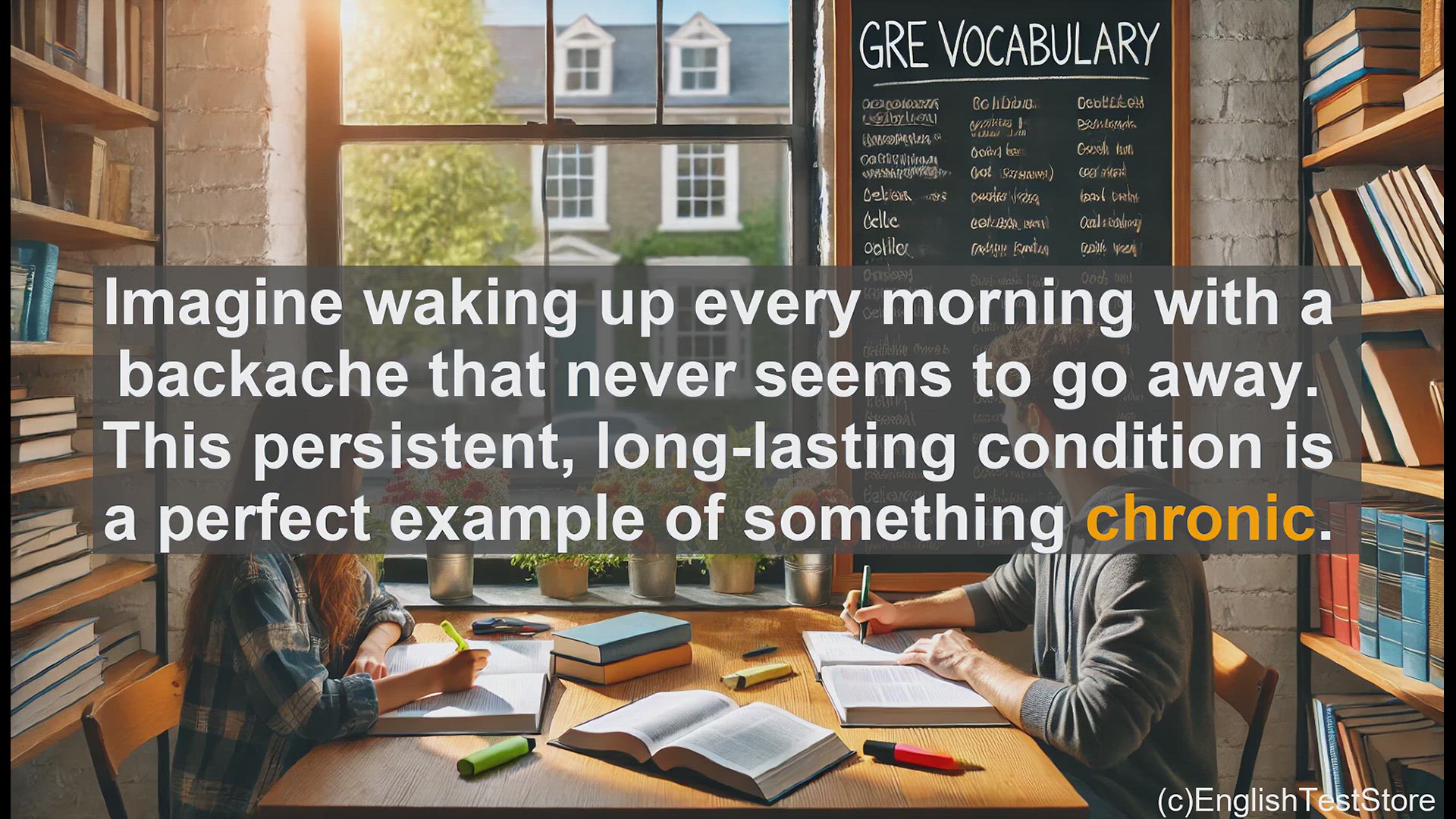 'Video thumbnail for GRE Vocabulary Lesson: Exploring the Meaning of Chronic - A Key GRE Vocabulary Word'