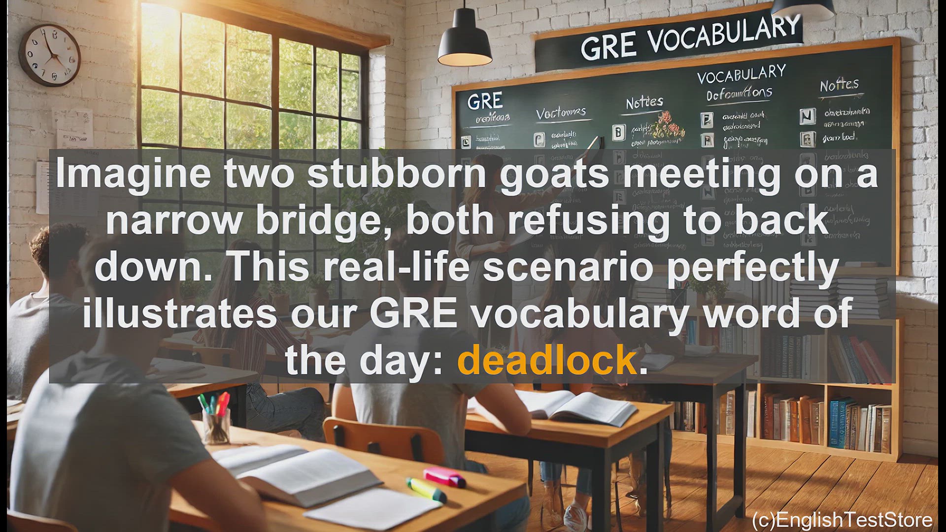 'Video thumbnail for GRE Vocabulary Lesson: Deadlock - When Progress Comes to a Halt'