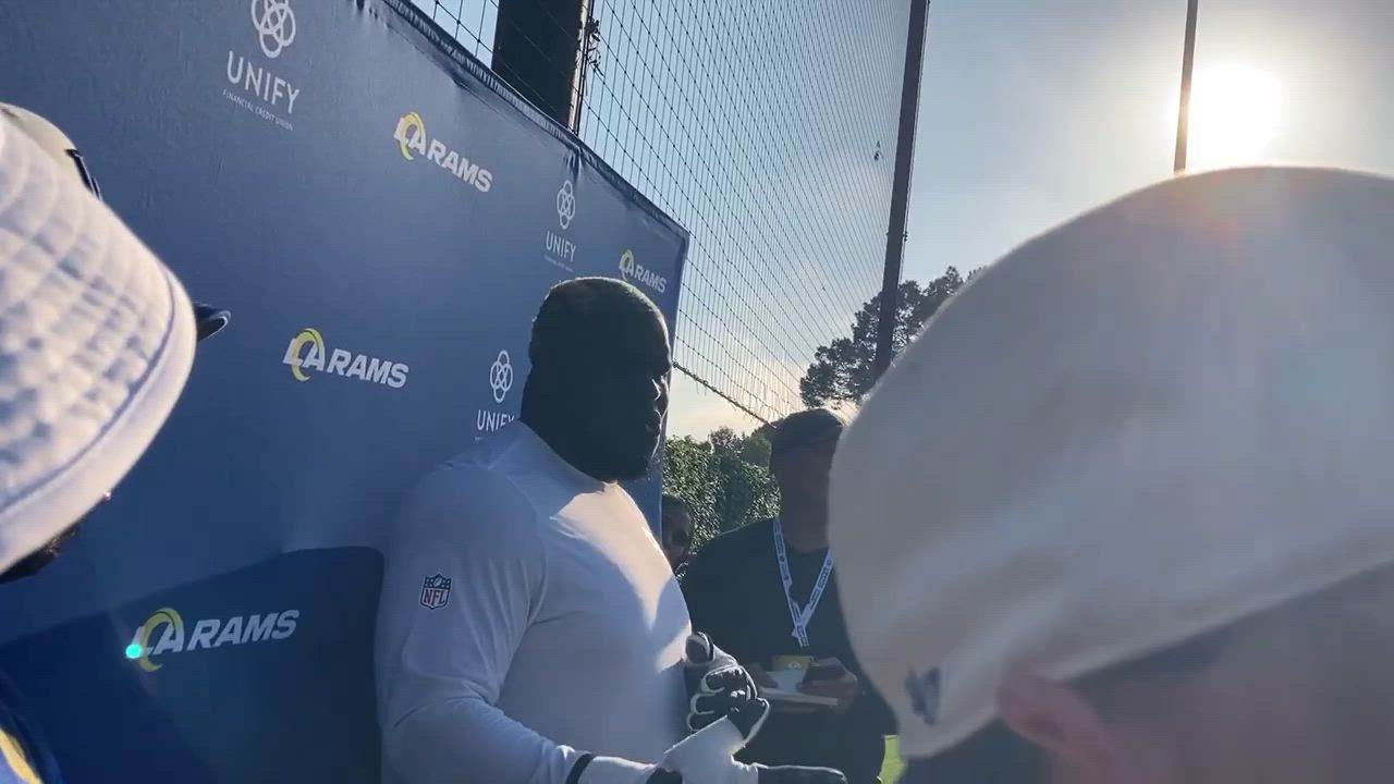 Video thumbnail for Los Angeles Rams OL Kevin Dotson on Self and Unit Evaluation